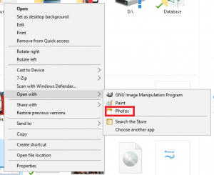 default image view on win 10