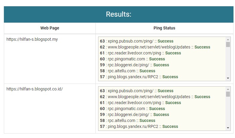 Ping Tools supaya web dan backlink kamu cepat terindeks