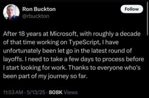Ron Buckton (@rbuckton), seorang mantan karyawan Microsoft programmer 18 tahun terkena PHK