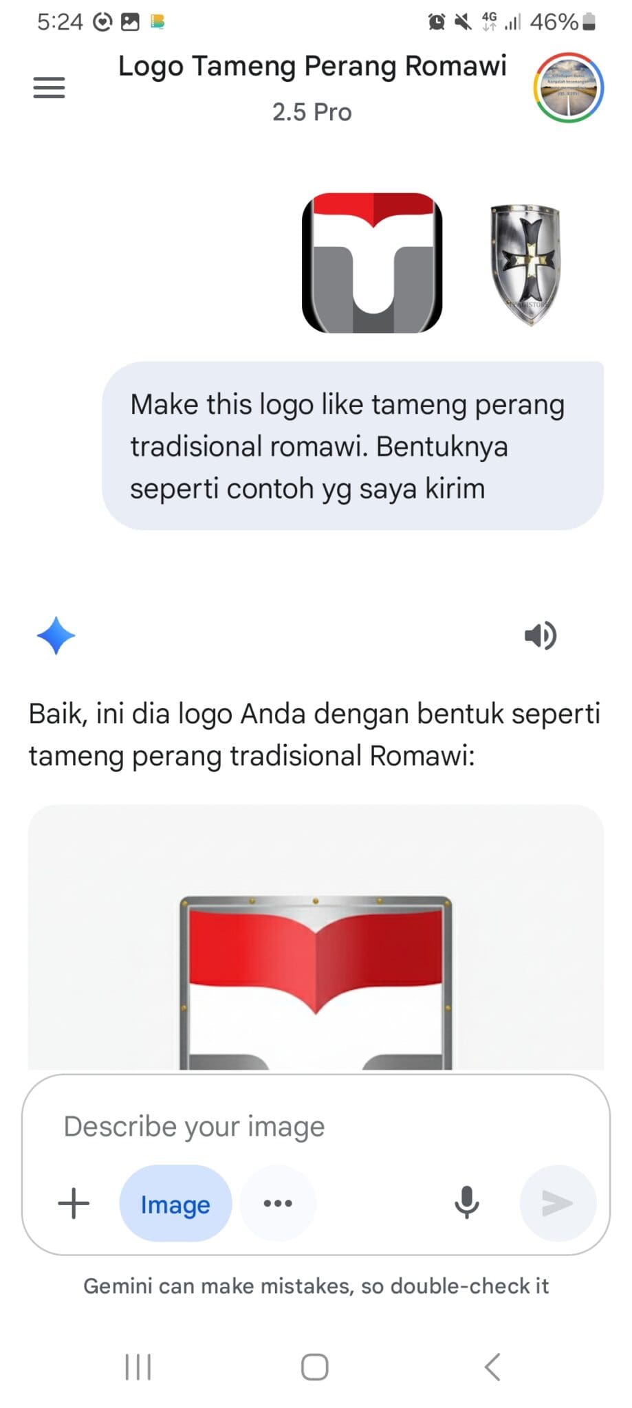 AI image prompt Tameng shield logo telkom university